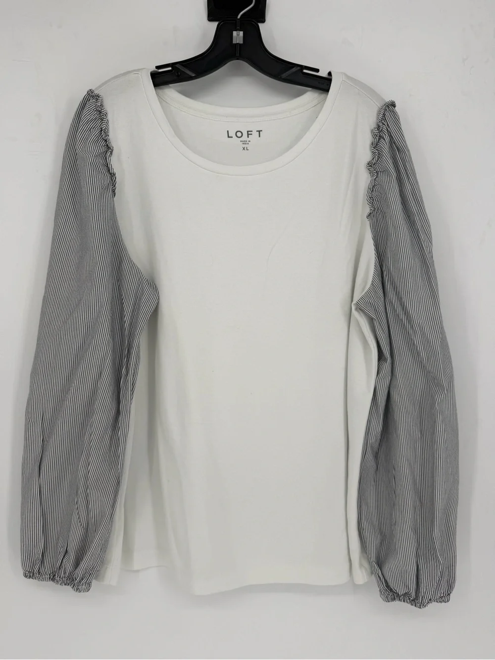 Preppy LOFT Striped Puff Sleeve casual Chic Blouse